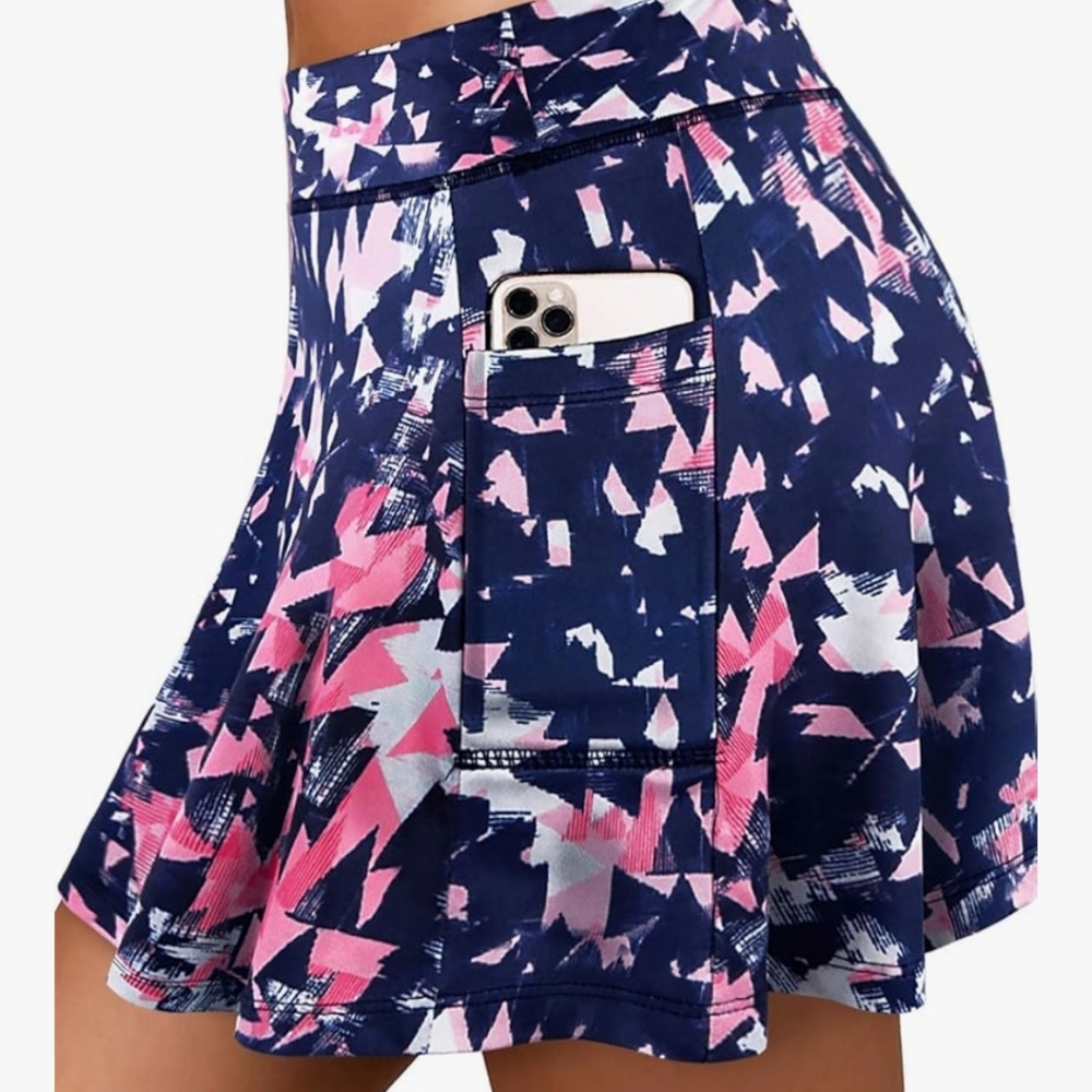 Fulbelle Women’s 3 Pocket Knee Length High Waisted Black Skort NWT Large - Picture 2 of 7